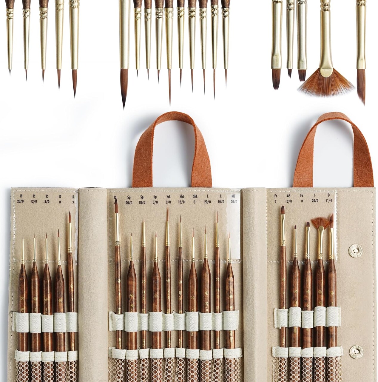 Artify Extreme Detail Paint Brushes, Miniature Paint Brushes for Models, 20pcs Mini Small Paint Brushes for Painting with a Handbag, Ultra Fine Miniature Brushes for Fine Detailing